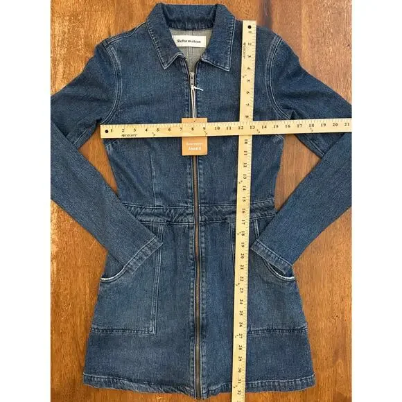 NWT Reformation Jeans Women's Denim Mini Dress Size 4 - Picture 6 of 8
